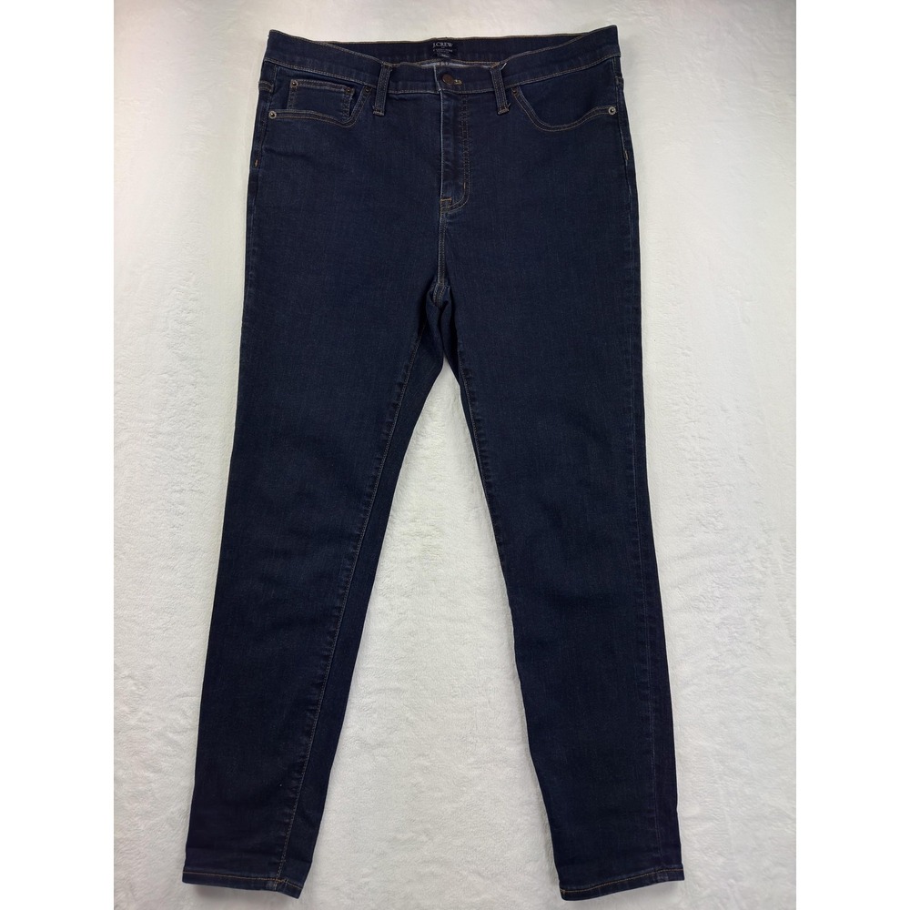 J.CREW Jeans Womens 32x28.5 Blue‎ Mid Rise Skinny Stretch Dark Wash Denim